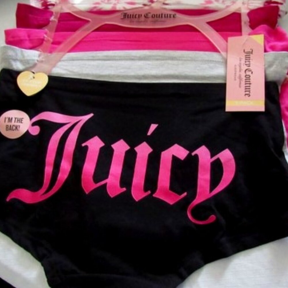 Juicy Couture Boyshort Panties Small, Medium, Large JC9785 95% Cotton 5 PK Pink
